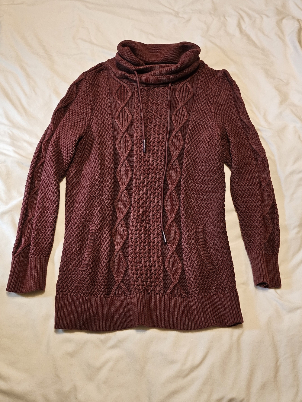 L.L. Bean Signature Cable Knit Cozy Cottagecore Autumn Winter Funnelneck Sweater - Picture 3 of 9